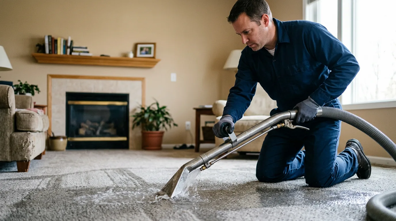 Water damage restoration technician working near Sumava Resorts, IN